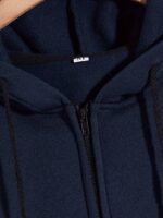 Solid Navy Blue Men's Zip-Up Men's Hoddie