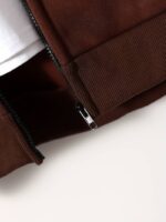 Solid Dark Brown Men's Zip-up Hoddie Soft & Comfy