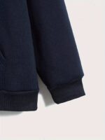 Solid Navy Blue Men's Zip-Up Men's Hoddie