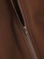 Solid Dark Brown Men's Zip-up Hoddie Soft & Comfy