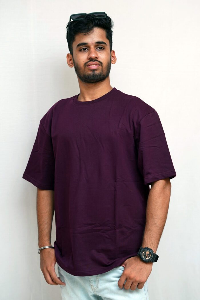 Solid Wine Men's Oversized T-shirt