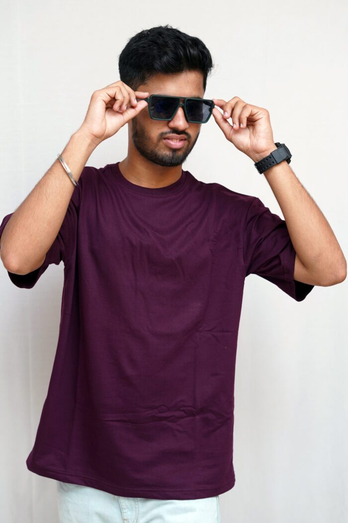 Solid Wine Men's Oversized T-shirt