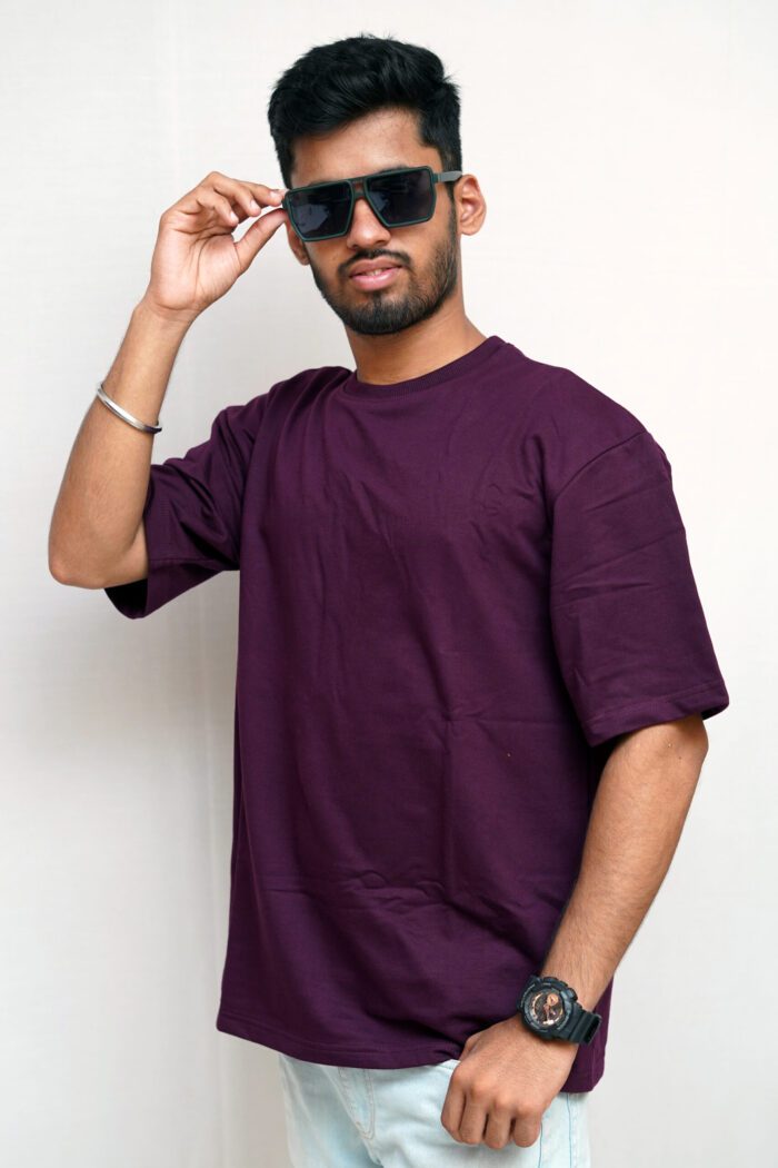Solid Wine Men's Oversized T-shirt