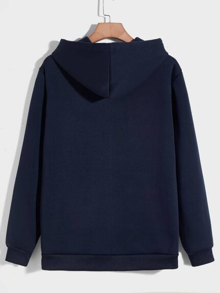 Solid Navy Blue Men's Zip-Up Men's Hoddie