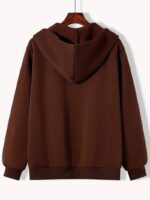 Solid Dark Brown Men's Zip-up Hoddie Soft & Comfy