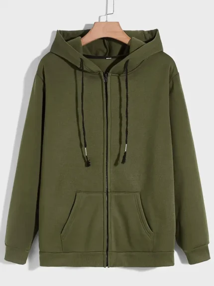 Dark Olive Green Zip-Up Men's Hoddie Premium Soft & Comfy